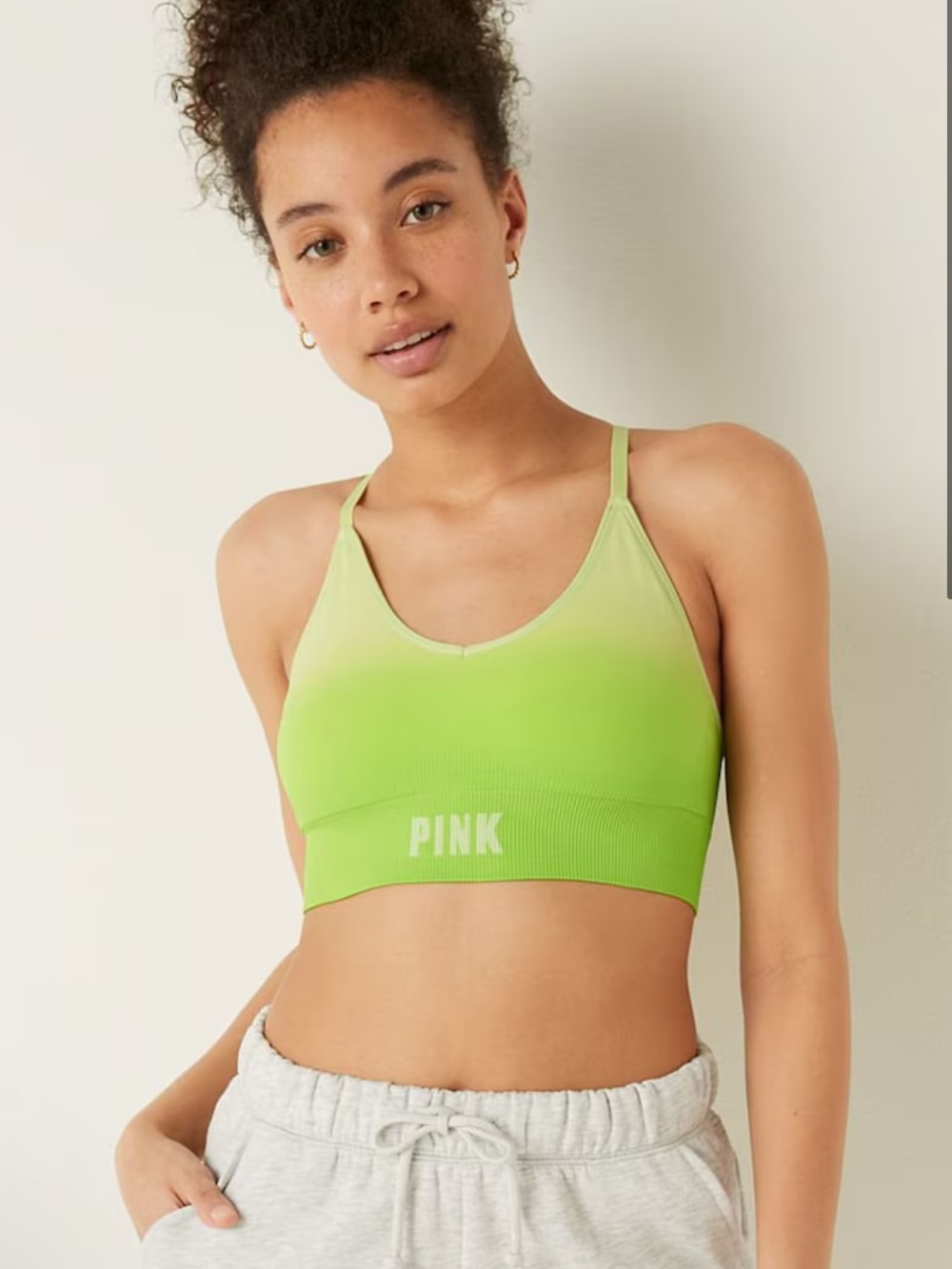 VS pink Icy Lime Green Seamless Lightly Lined Sports Bra